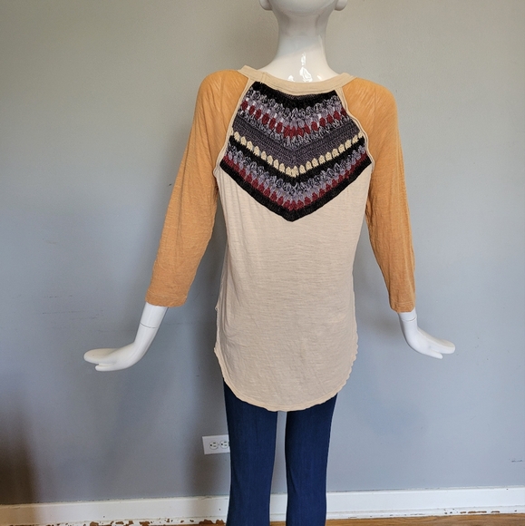 Free People Spring Bound Baseball Tee in Calm Sand Combo, GUC, Size S - Picture 6 of 8